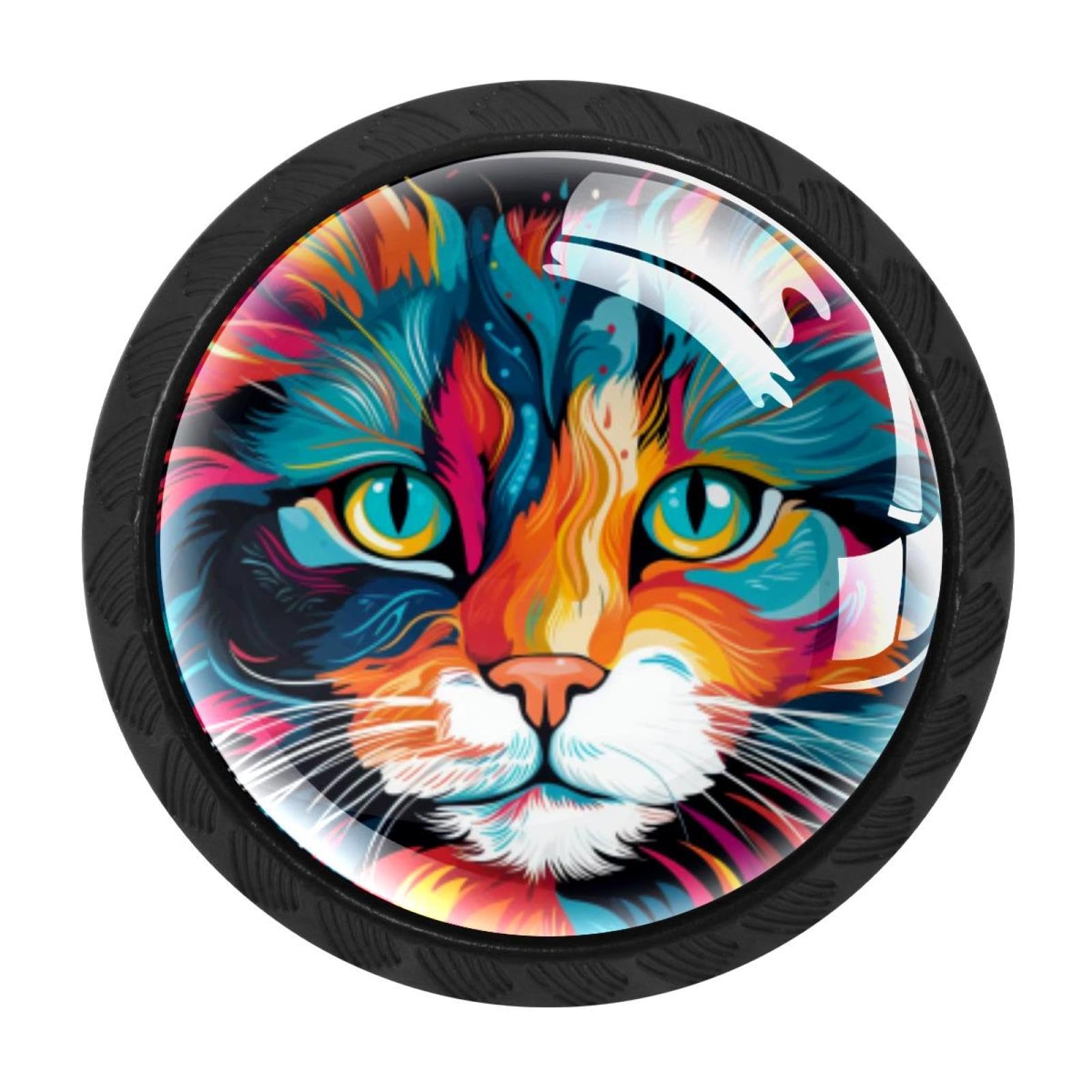 Chenzzzz Multicolored 15 4 Pcs Cat Cabinet Knobs Crystal Drawer Pulls For Kitchen, Bathroom Cabinet, Dresser And Cupboard