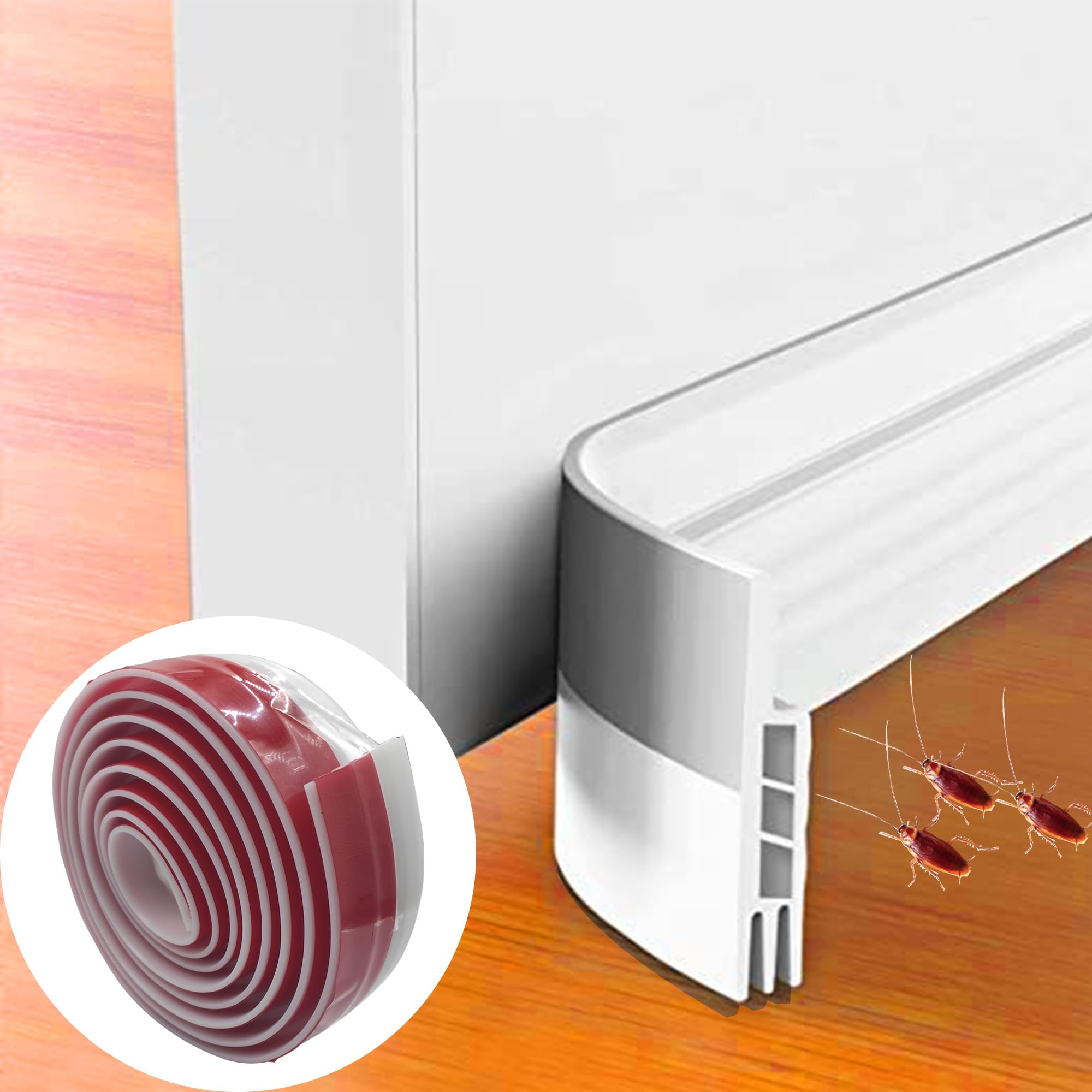 Door Sweeps for Interior/Exterior Doors, Under Door Sound Blocker for Bottom of Door, Door Snake Draft Stopper, Door Strips for Bottom of Door (White, 39 Inches)