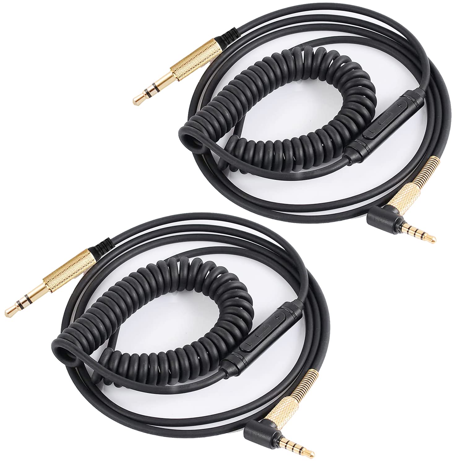FAAEAL Solo3 Coiled Audio Cable Replacement for Beats Studio3/Marshall Major3 Major4 Wireless Headsets,3.5mm in-line mic Volume Control Headphone Cord (8ft w/mic 2-Pack)-image-14
