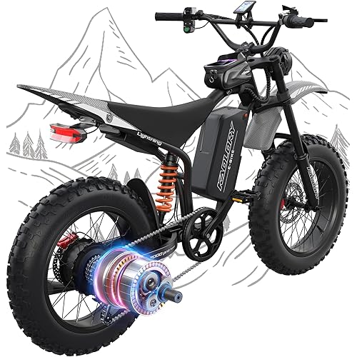 Electric Bike for Adults - Peak 3000W, 60V 32Ah Battery, 40MPH, 100 Miles Range, 20" Fat Tire Ebike with Hydraulic Brakes, Teens Electric Dirt Bike for Mountain, Snow, Sand, Commuter UL