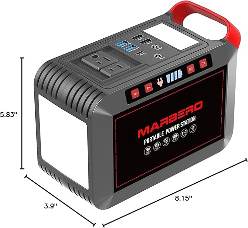 Miniatura 9 de Estación de energía portátil de 300 W MARBERO 237 Wh, generador solar de campamento, batería de litio con onda sinusoidal pura salida de 110 V CA,