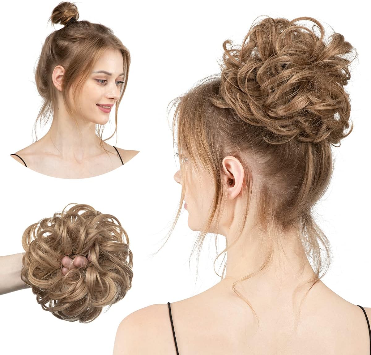 SARLA Messy Bun Hair Piece for Womens Synthetic Scrunchies Buns Extension Hairpieces Updo Pony Tail Pecan Blonde