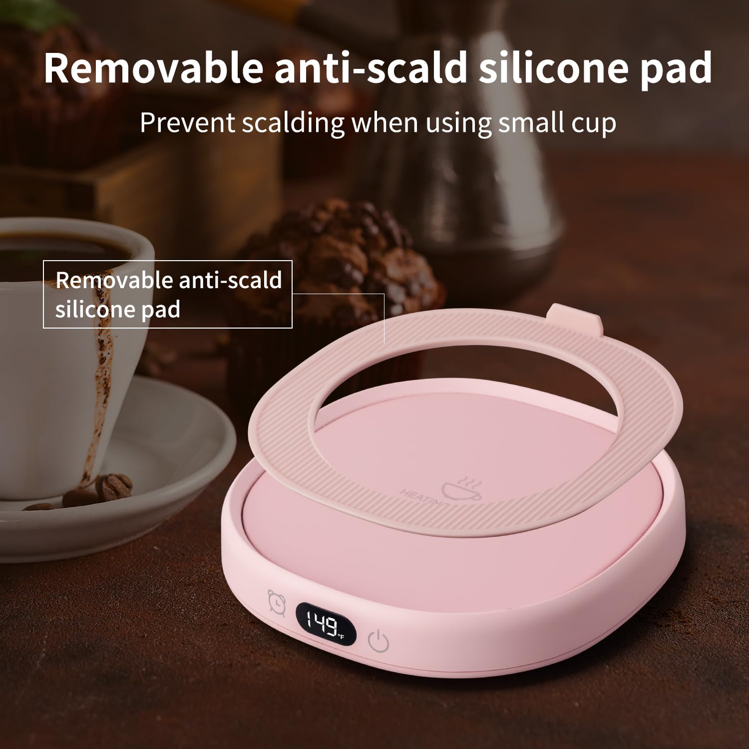 Juego de tazas de café con 3 ajustes de temperatura, apagado automático de 8 horas, calentador de tazas eléctrico para escritorio, oficina, hogar, calentador de bebidas con 3 ajustes de temperatura, 8
