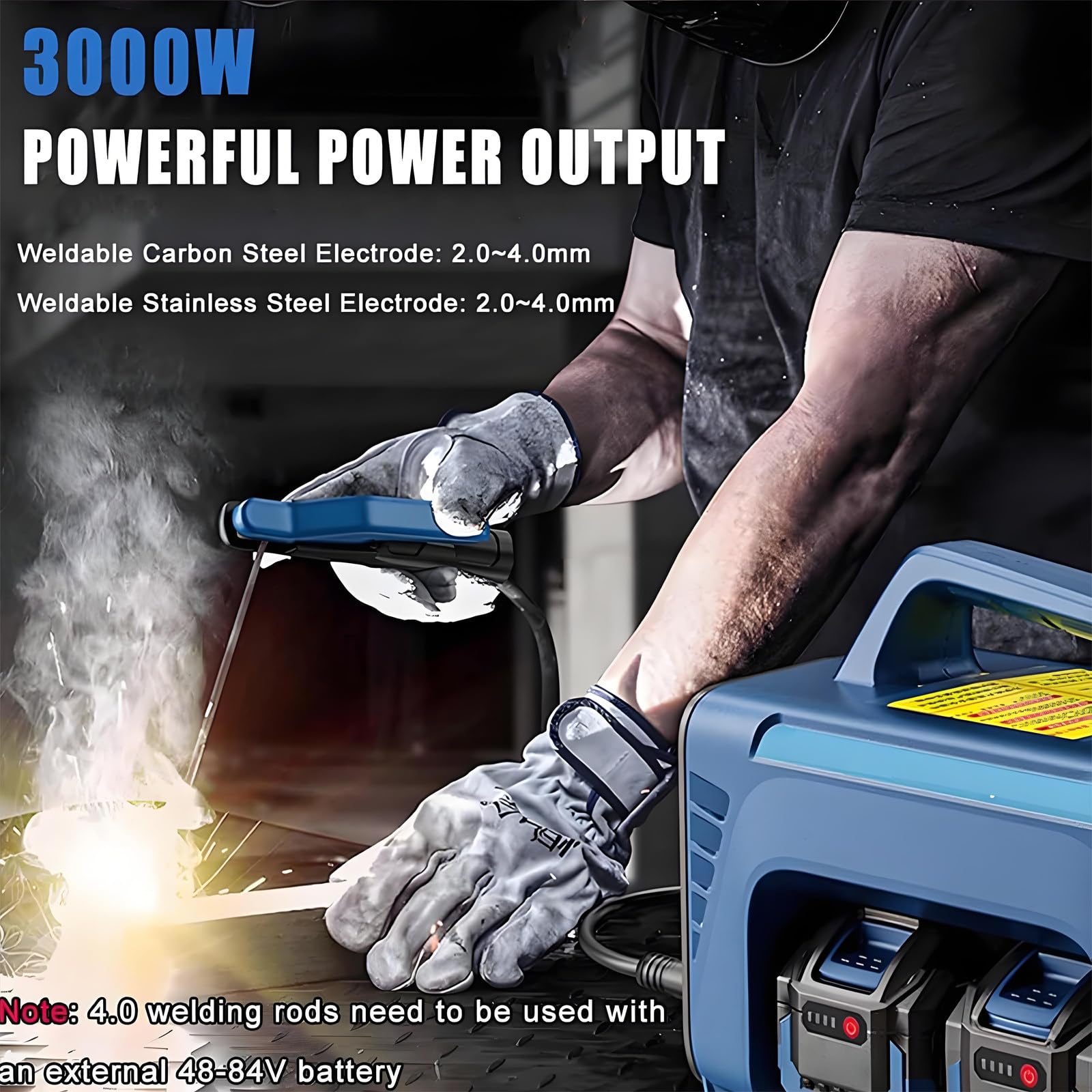 Bezprzewodowa spawarka przenośna,spawarka zasilana akumulatorem MMA ARC 160A 2(4) bateriami,cyfrowa spawarka elektrodowa IGBT,przenośna spawarka elektrodowa/rurowa z gorącym startem,2batteries
