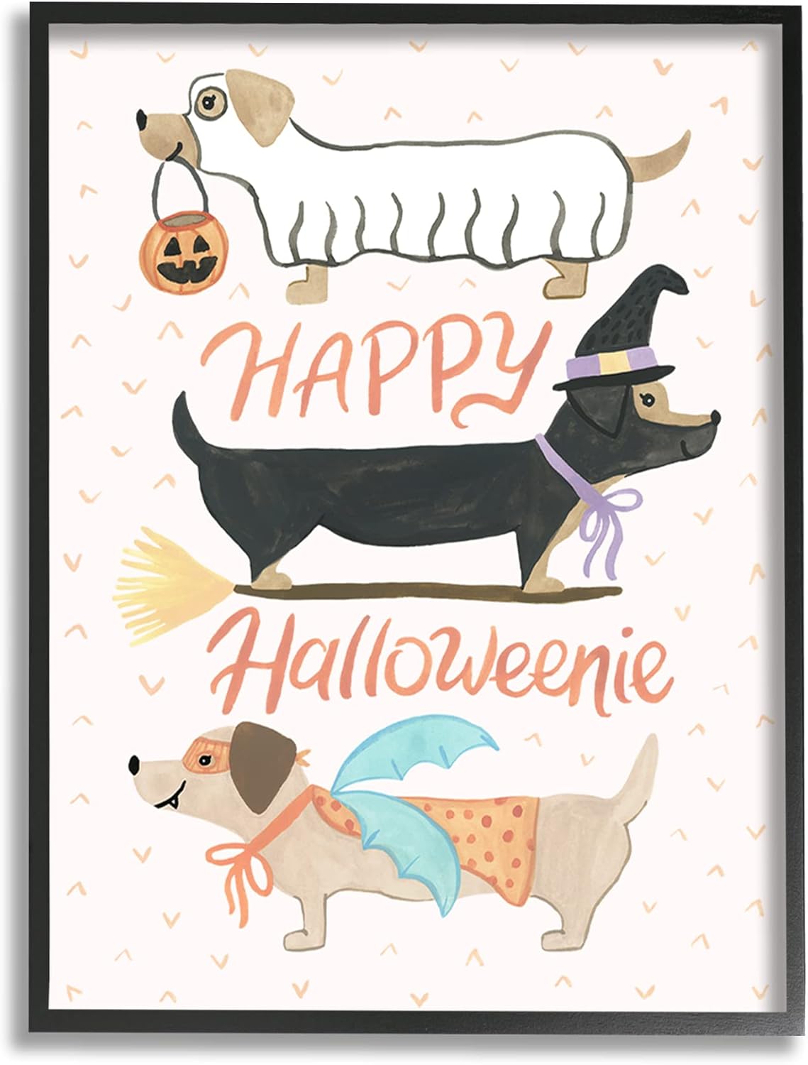 Stupell Industries Happy Halloweenie Festive Dogs Wearing Cute Costumes, Design by Heather Strianese