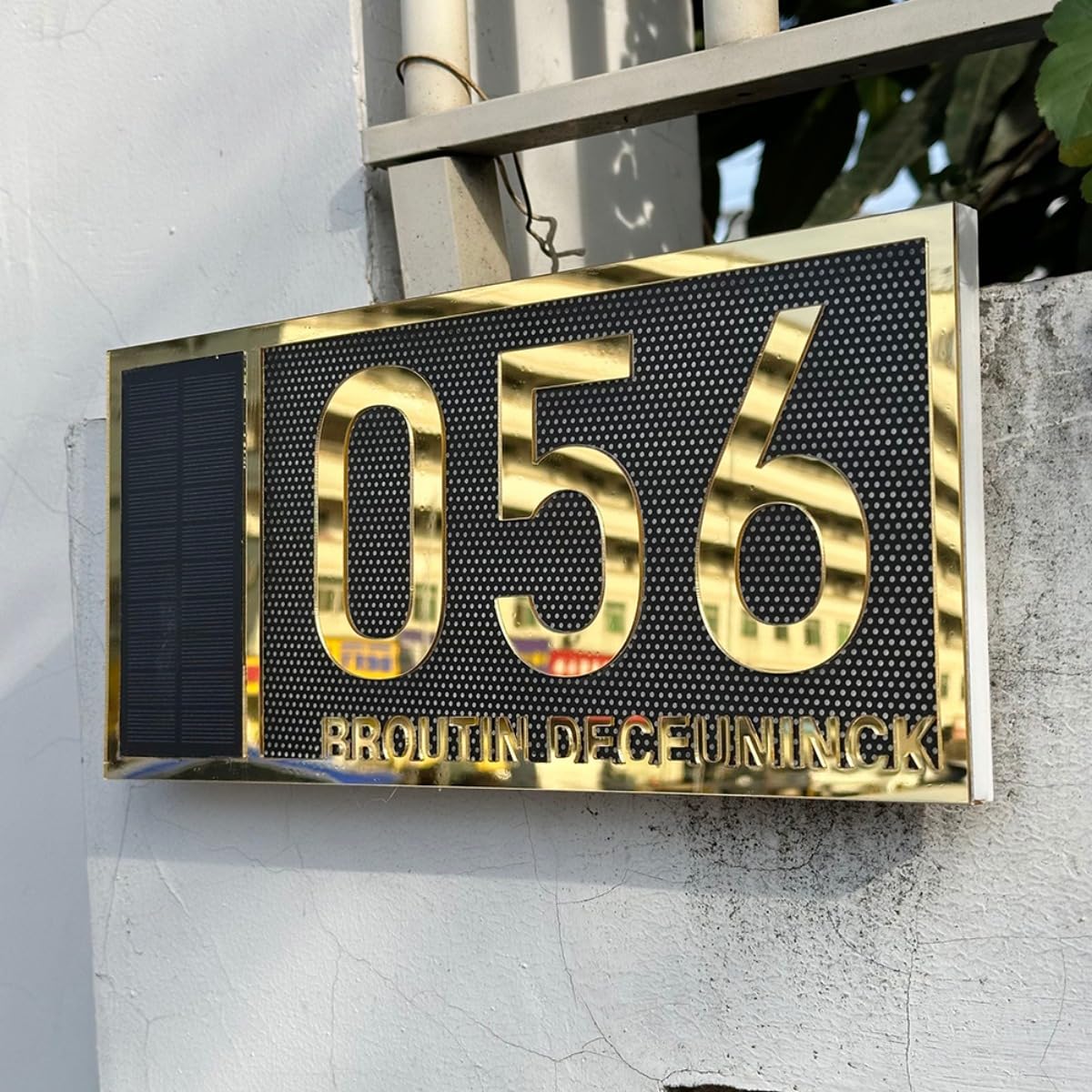 Numero civico personalizzato con luce solare,Segnaletica solare personalizzata per case,decorazione da parete personalizzata (oro)