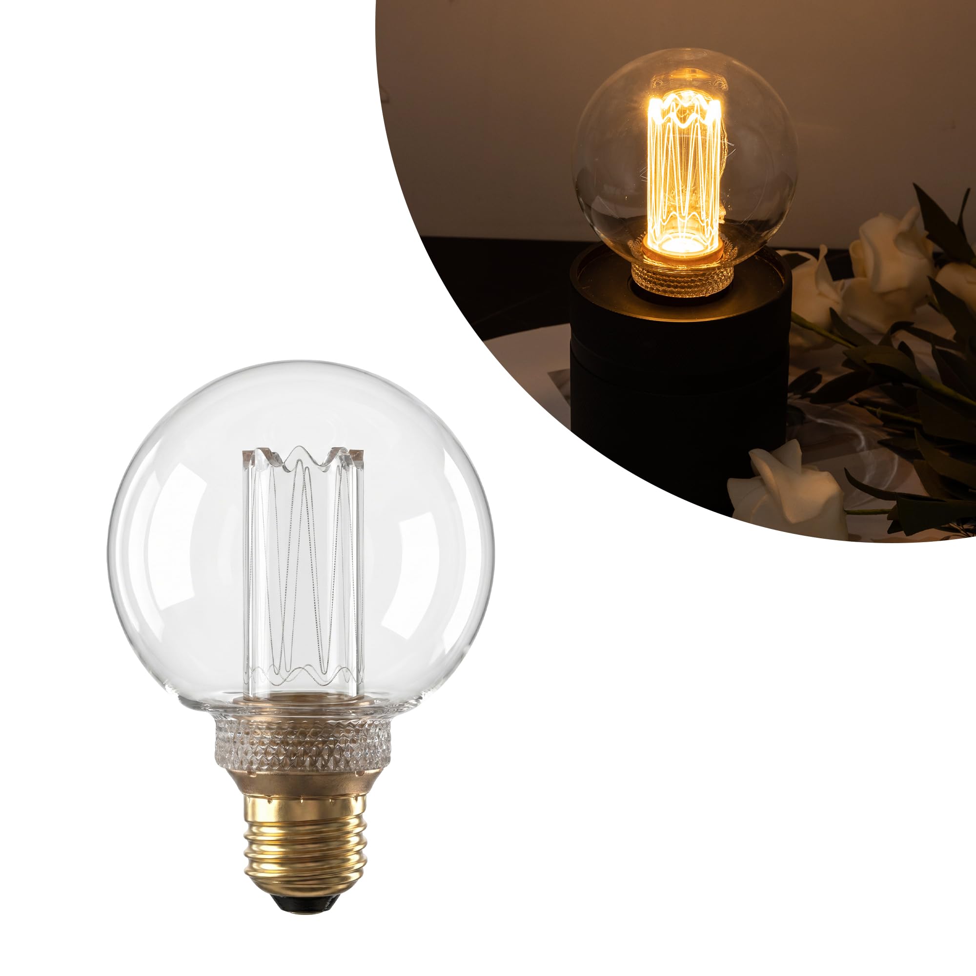 Edison - Bombilla LED de color ámbar (base E26, intensidad regulable, filamento virtual RN, 3,5 W, 110 – 130 V, equivalente a 40 W, 120 lúmenes, 2000 – 2200 K, luz cálida para decoración)