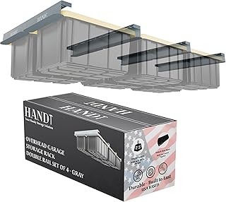 HANDT Overhead Garage Storage Rack, Connectable Heavy Duty Metal Ceiling...
