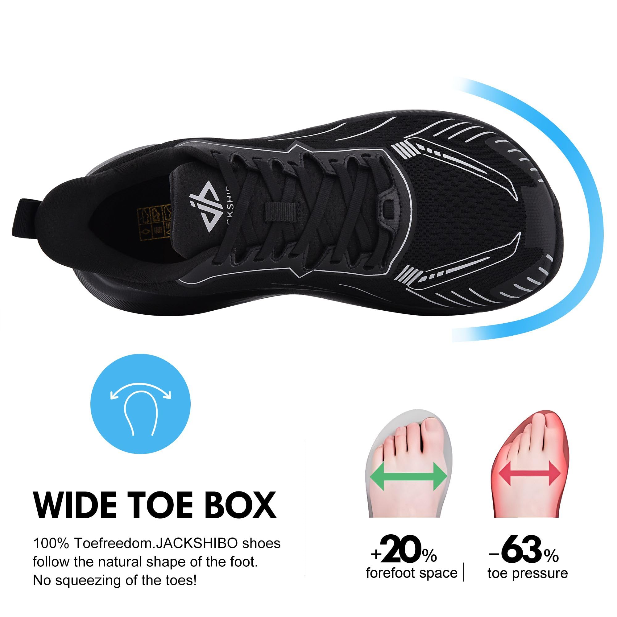 JACKSHIBO Zapatos de punta ancha para hombre, tenis anchos, atléticos, entrenamiento, tenis, gimnasio, entrenamiento cruzado, zapatos anchos de plataforma sin caída, suela gruesa acolchada