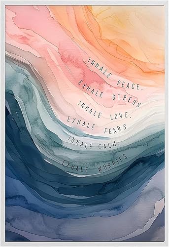 BIGAOYS Inhale Exhale, póster de arte de pared inspirador, arte motivacional para terapia de salud mental, decoración de oficina, dormitorio de
