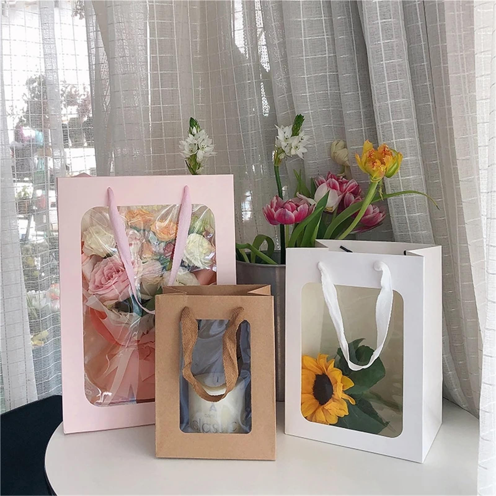 Sacchetti regalo con finestra trasparente e manici Per Regali