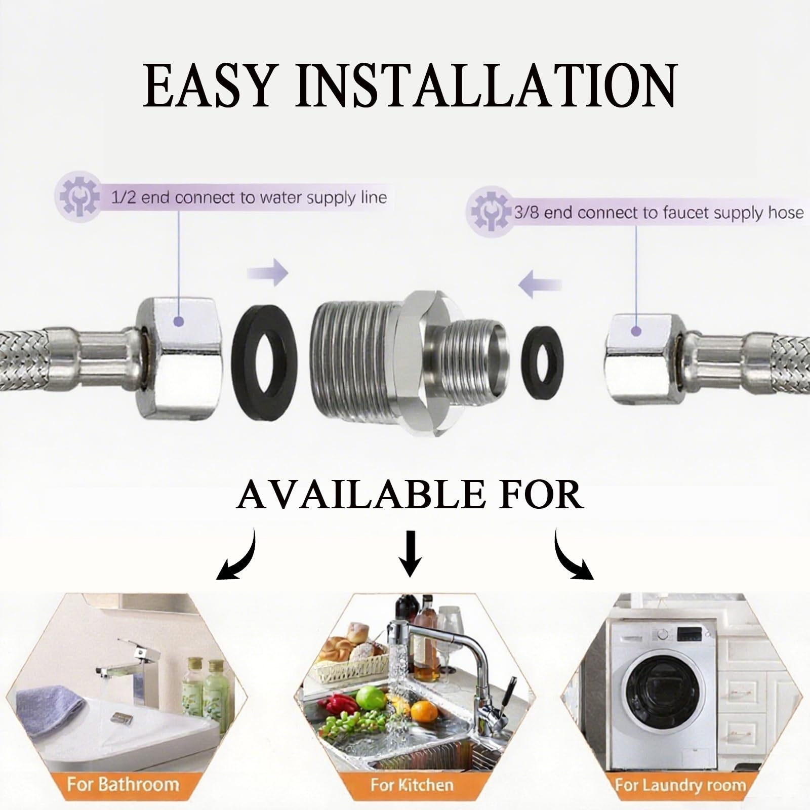 Brass Water Line Adapter - 1/2 to 3/8 with Filter -5 Brass Water Line Adapter - 1/2 to 3/8 with Filter -5