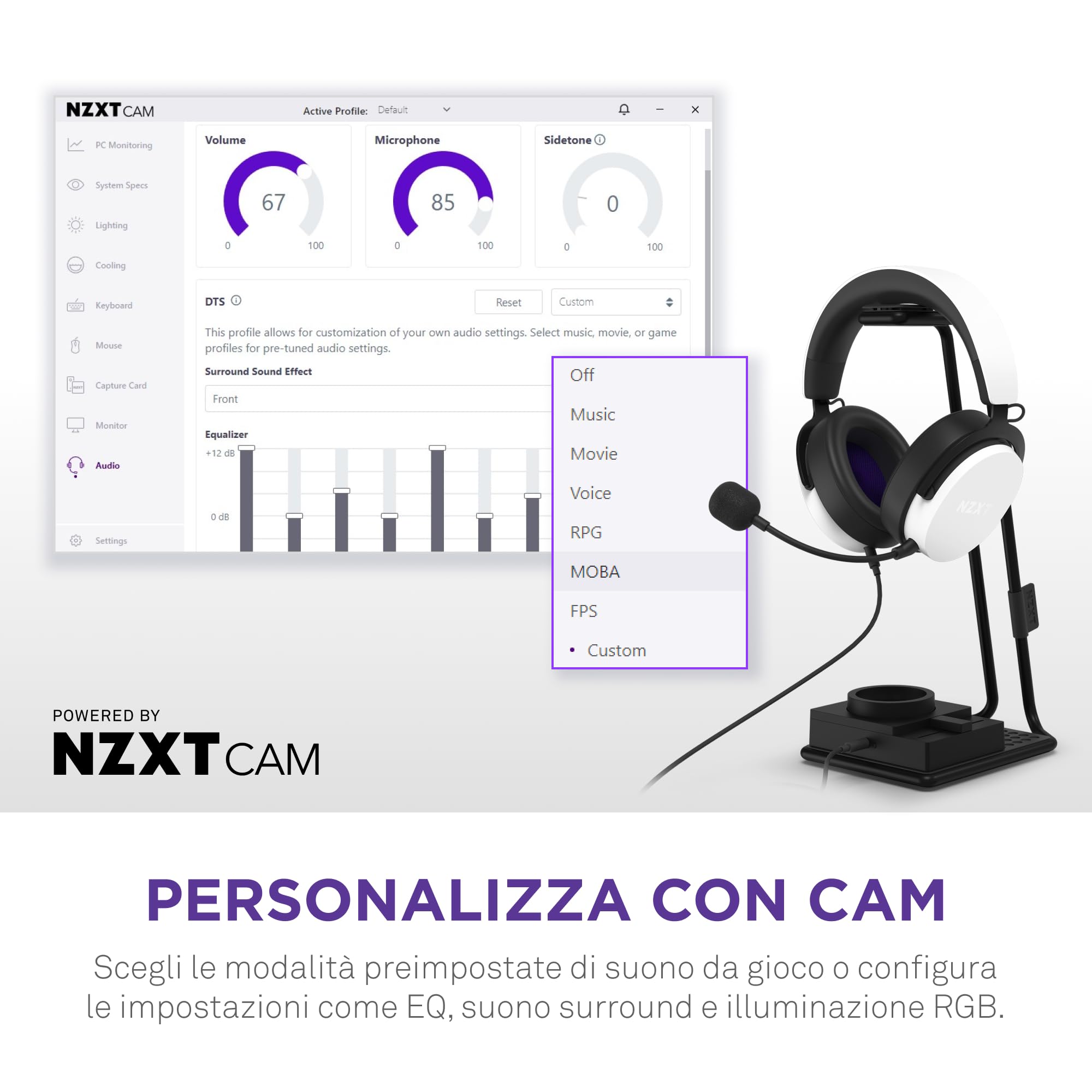 NZXT Relay SwitchMix supporto per cuffie da gioco per PC e mixer audio - AP-USMSM-B1 - Passaggio senza interruzioni tra l'audio delle cuffie e degli altoparlanti - Mixer di qualità da studio - Nero