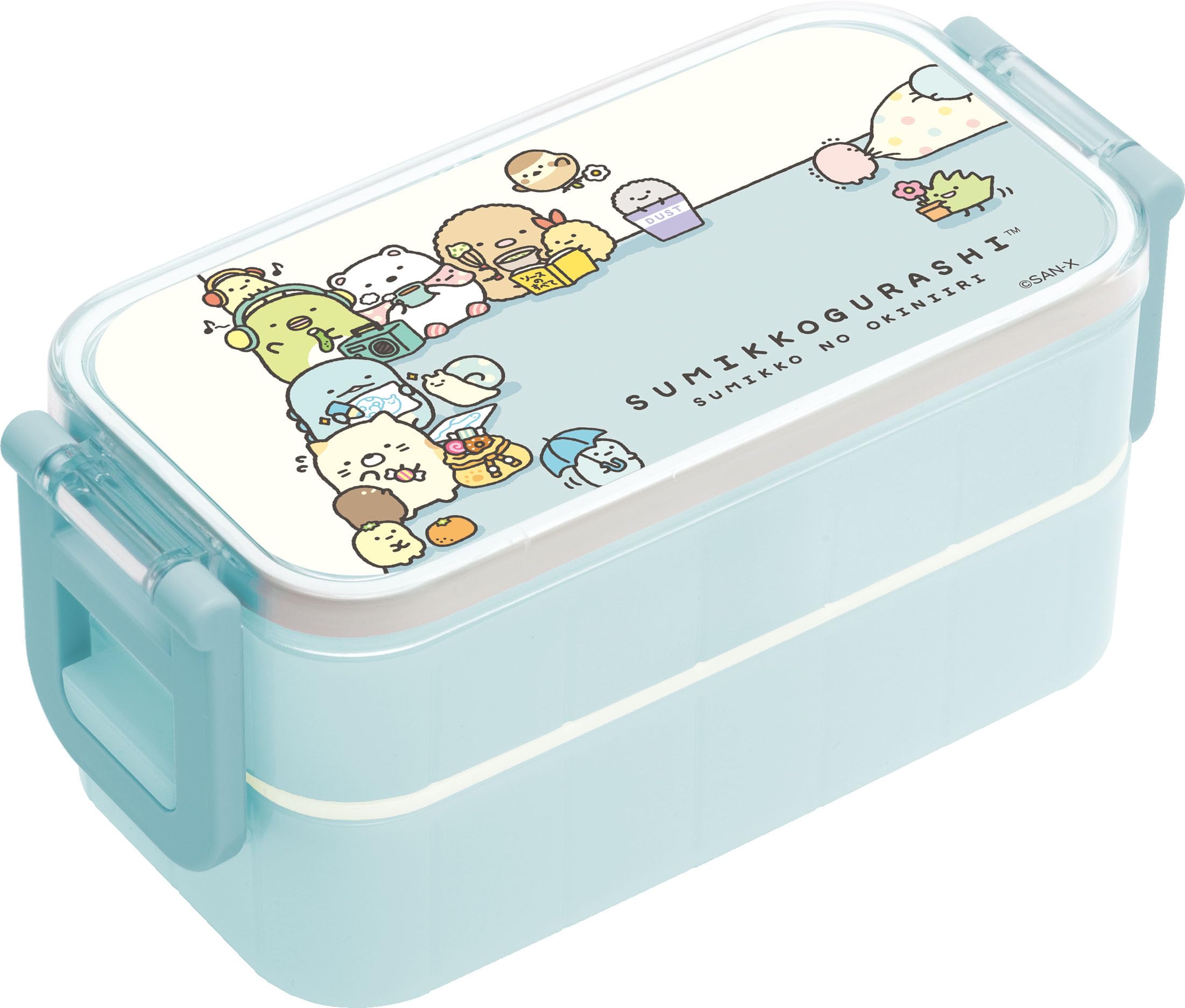 San-X Sumikko Gurashi "Sumikko Onikiri" 2-Tier Lunch Box with 2-Piece Lock and Chopsticks KA31901 H 3.3 x W 6.9 x D 3.1 inches (85 x 175 x 80 mm) : Toys & Games