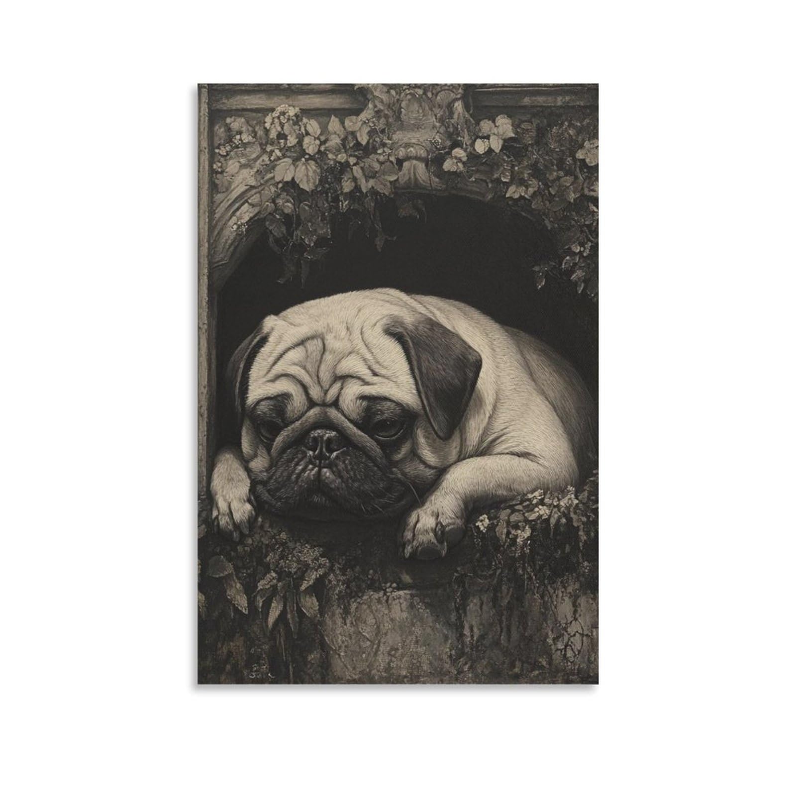 Cuadros modernos de perro pug para decorar un dormitorio acogedor 6