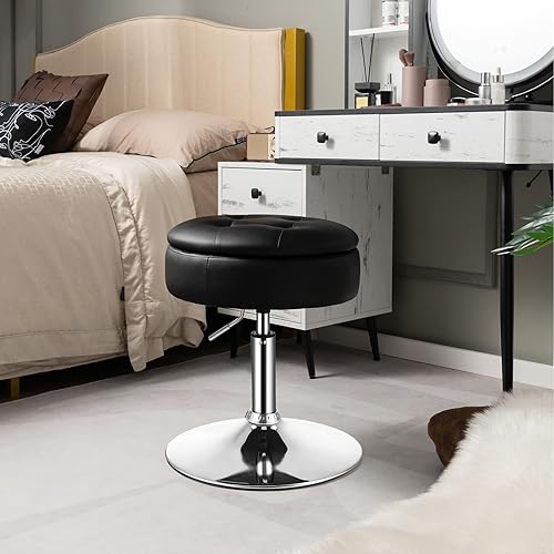 Miniatura 2 de Giantex Taburete giratorio ajustable  360 giratorio de 20 a 26 pulgadas de altura ajustable otomana de almacenamiento redondo reposapiés de cuero