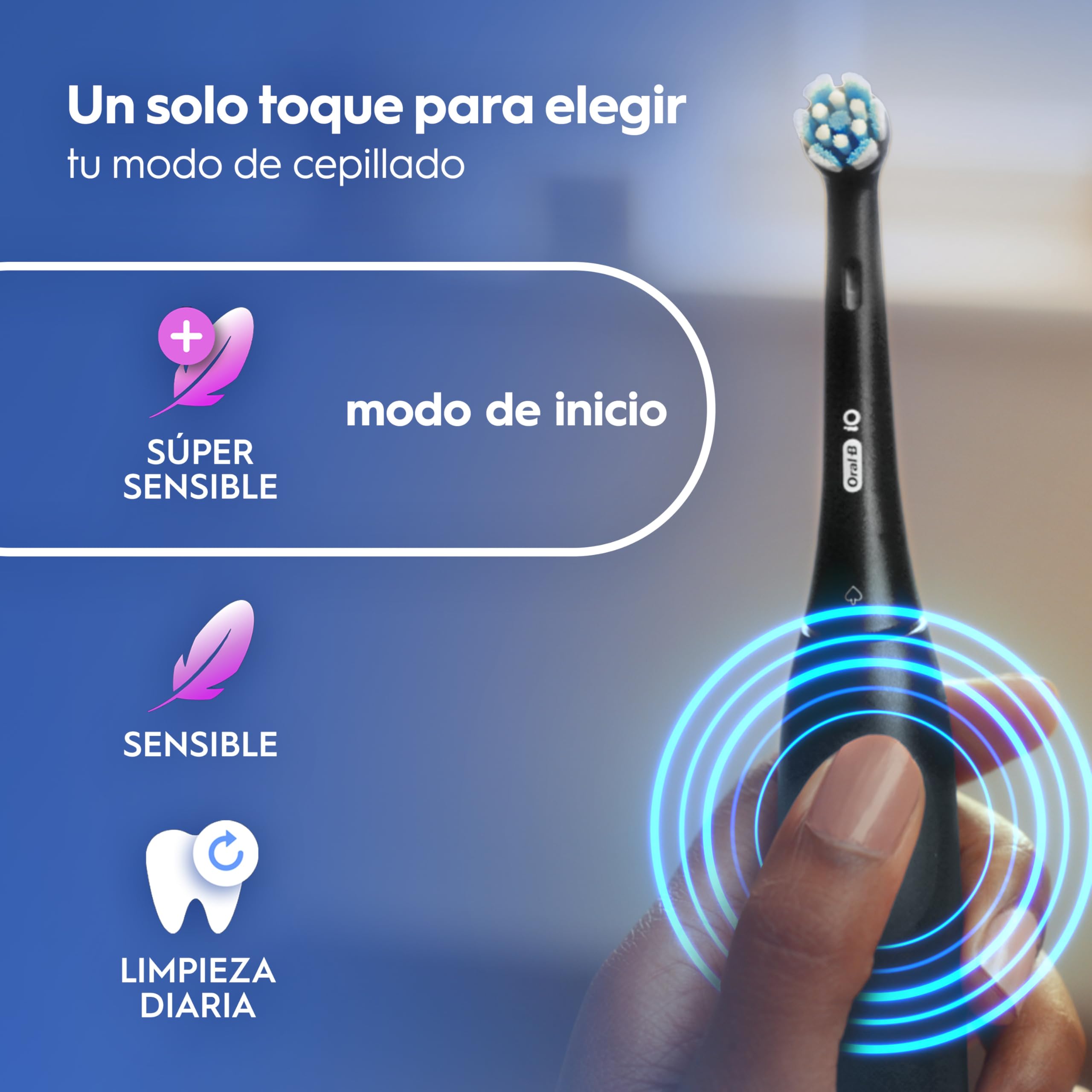 Oral-B iO 2 Cepillos de Dientes Eléctricos, Negro Y Rosa, Pack de 2, 2 Cabezales - 1 Estuche de Viaje, 1 Portarrecambios, 3 Modos de Cepillado, Sensor de Presión y Temporizador