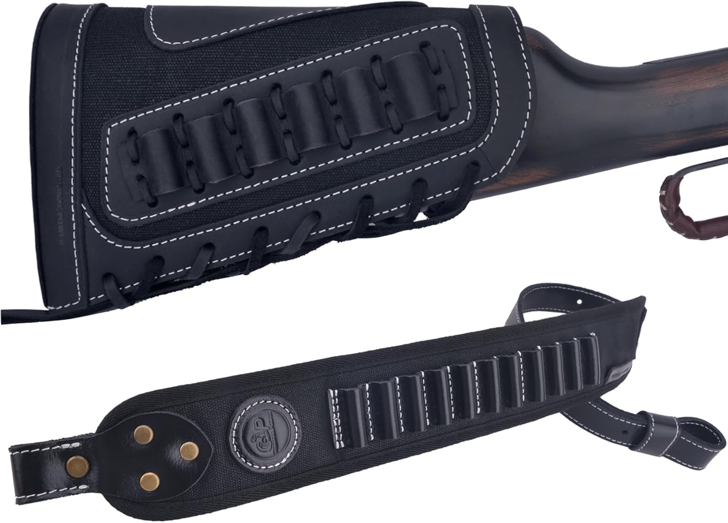 1 Set of Gun Buttstock Cheek Rest Pad with Shell Holder Sling for 308 30-06 .44MAG