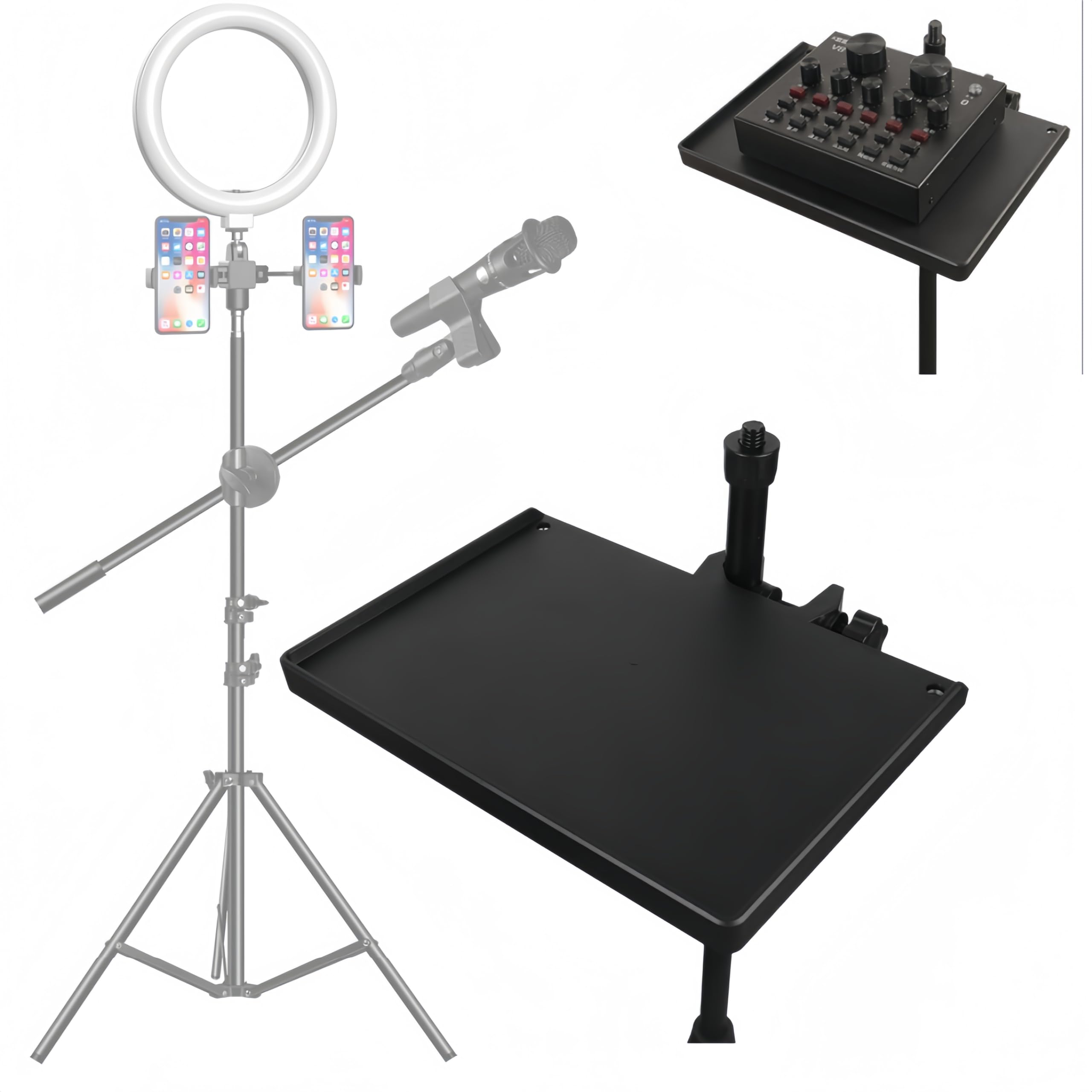 Vassio with Clamp Hook, Microphone Stand, Audio Card Tray, Multifunctional Live Broadcast Holder - Image 3