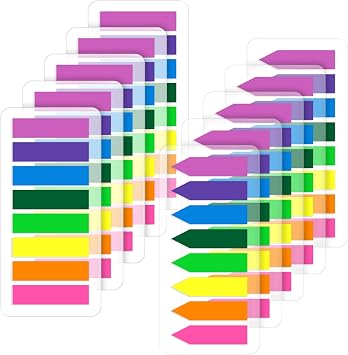 2000 Pcs Translucent Bright Sticky Tabs and Arrow Flags for Notebooks | [8 Colors, 10 Sets]Page Markers, Small Sticky Notes Flags, Fluorescent Index Tab Stickers