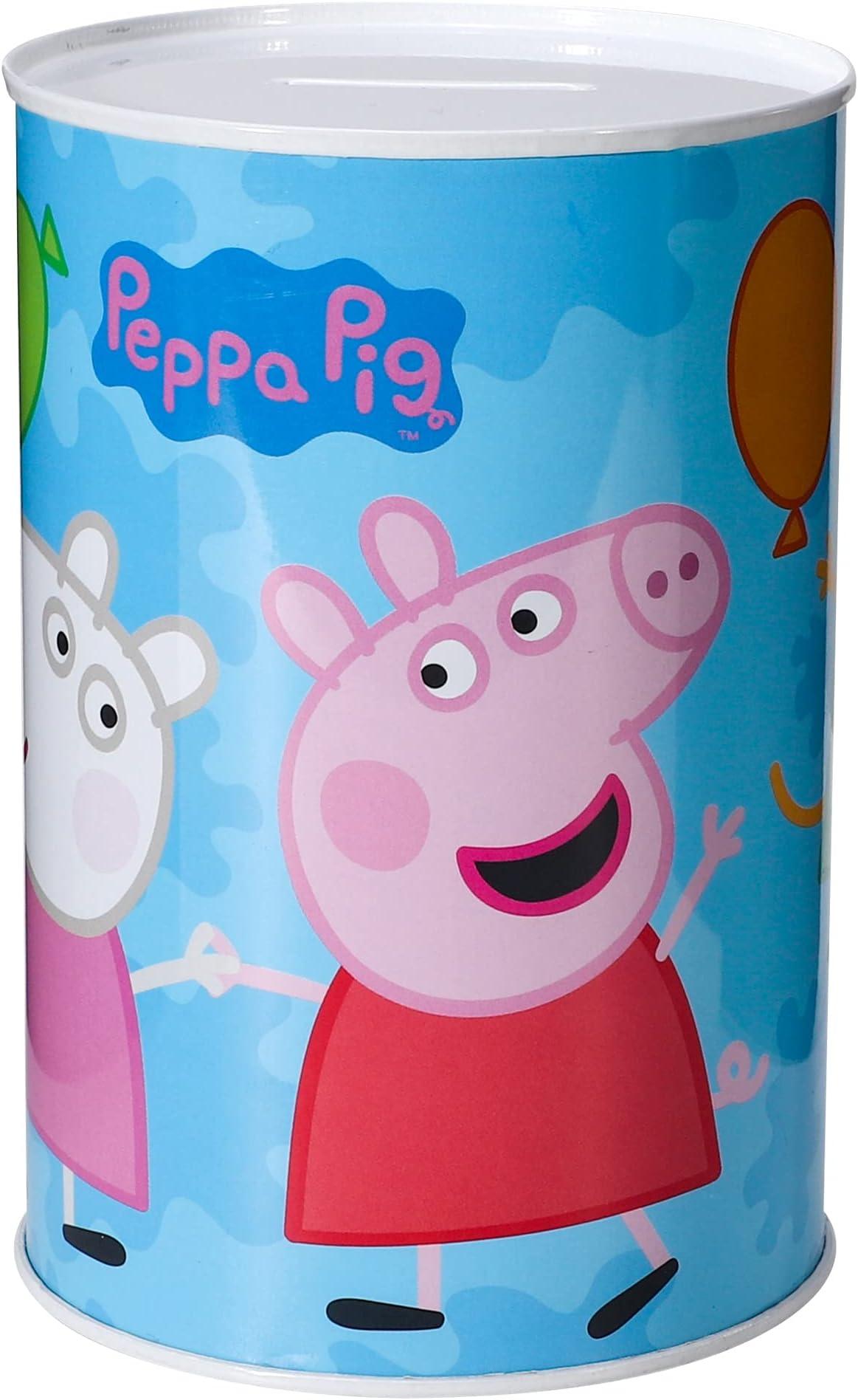 Stor Peppa Pig Kids Money Piggy Bank Coin Saving Cash Tin Metal Box Boys Girls, Multicolour, M, (07134)