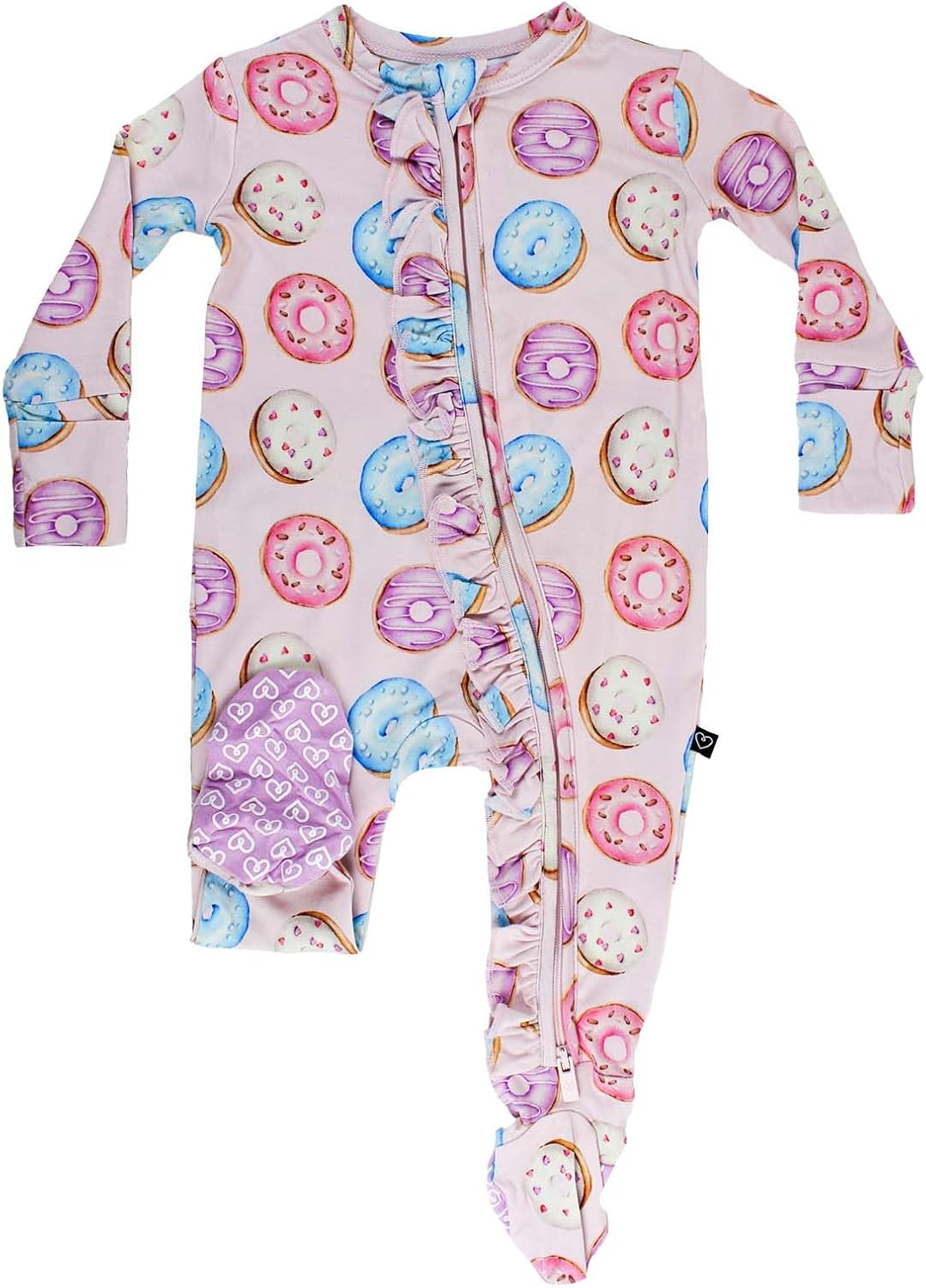 Lev Baby Girl Zippered Footie, 2-Way Zip, Sustainable Footie Pajamas, Long Sleeve, Washable, Cute Jumper Design.