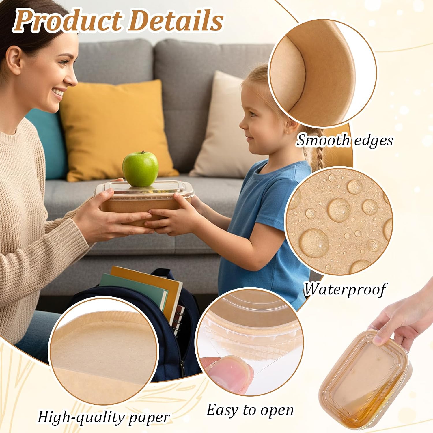 50 Pack 23oz Disposable Paper Bowls with Lids and Forks Salad Bowls | To go Food Containers with Lids,Disposable Meal Prep Containers,Take Out Container,Microwave & Freezer Safe,for Hot Cold Food