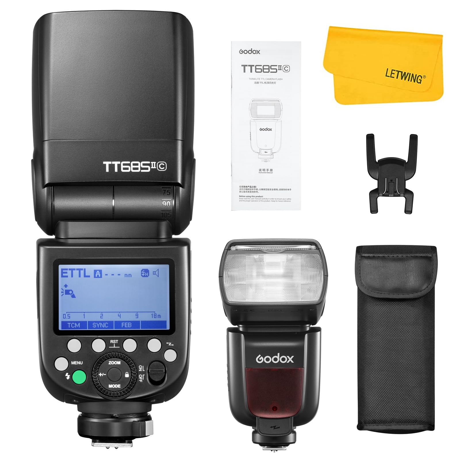 Godox TT685II-C TTL Flash Speedlite, HSS 1/8000s GN60 2.4G Wireless X System Transmisson Flash TTL Compatibile con Fotocamere Canon EOS