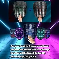 Vista 5 de Máscara LED con detección de gestos, máscara de luz para niños, hombres y mujeres, máscara LED de Halloween para disfraz y fiesta de cosplay
