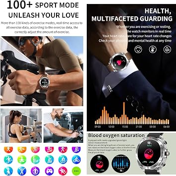 T95 Smart Watch with Earbuds for iPhone Android Smartphones 1.52 Inch Round Bluetooth Call Smartwatch Fitness Tracker All-in-one Smartwatches Long Time Standby TWS Music Watch for Men Women (Black)