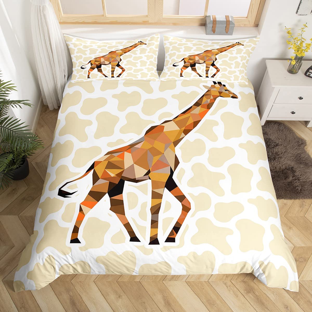 Morandi – Set Biancheria Da Letto Bambini Con Giraffa: Copripiumino + 2 Federe, Varie Misure, Stampa Sublimatica