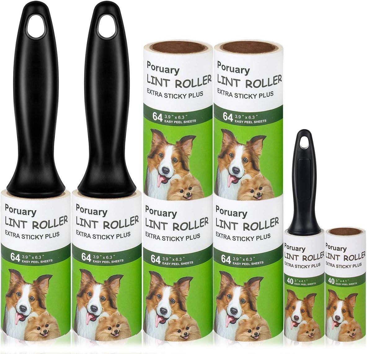 Lint Roller Pet Hair Remover Extra Sticky Rollers with Travel Mini Tape Roller for Clothes, Car Seat, Sofa -8 Count