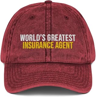 World's Greatest Insurance Agent Hat (Embroidered Vintage Cotton Twill Cap) Insurance Agent Apparel