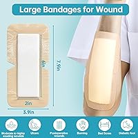 Vista 2 de Dimora Apósito de espuma de silicona con borde de 4 x 8 pulgadas (paquete de 10), vendajes grandes adhesivos para heridas para cuidado de cirugía