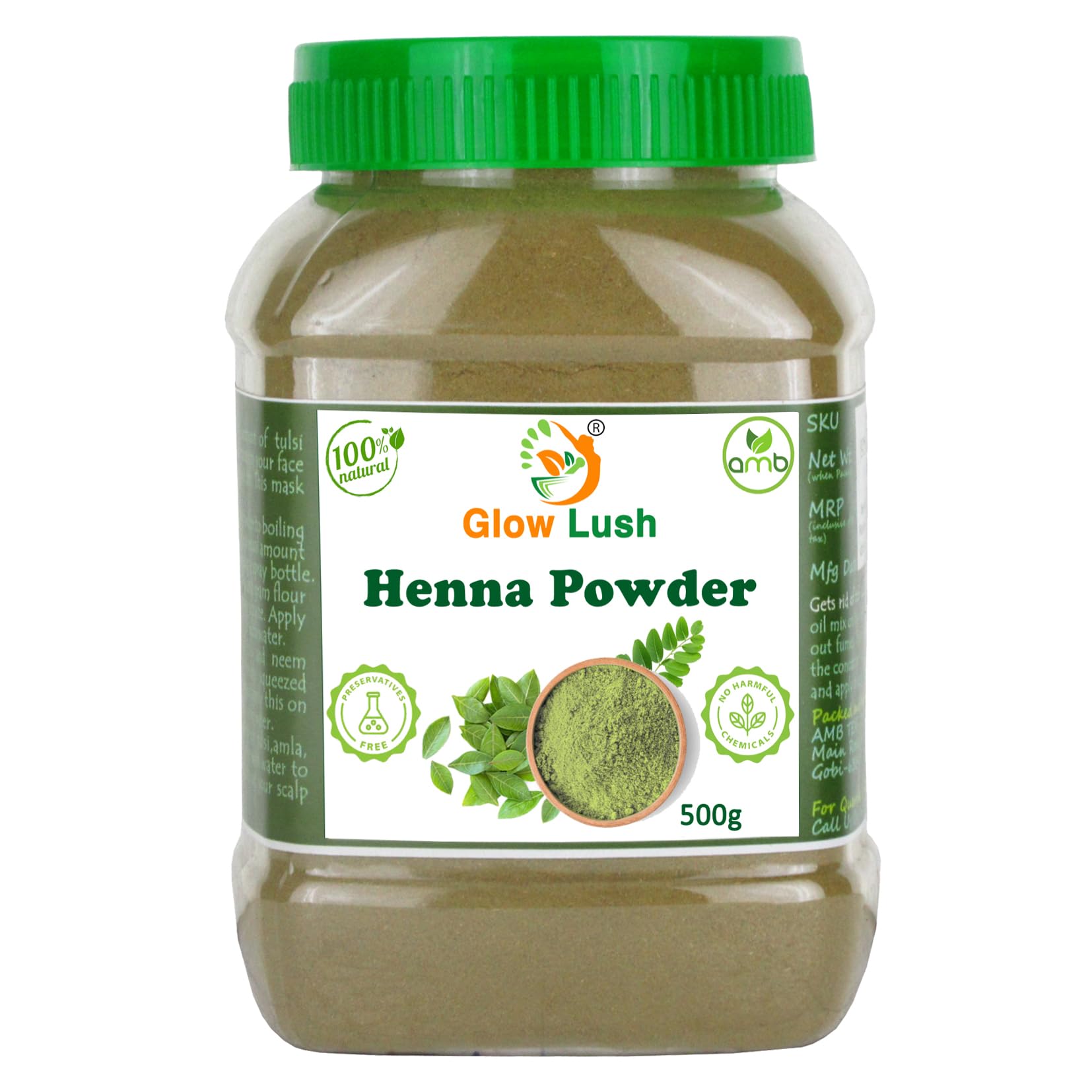 Glow Lush Natural Henna Powder for Hair (500 Gm) | 100% Pure Mehndi Powder | Chemical Free | Herbal Hair Care & Hair Conditioning-image-28