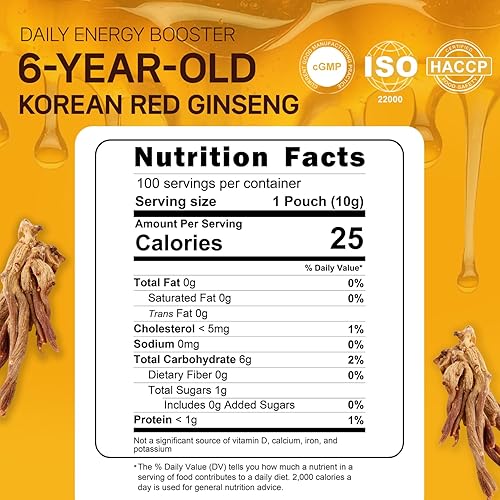 Miniatura 6 de Extracto de ginseng rojo coreano de 6 años y miel real  100 barras  Sabor dulce  70 mg de ginseng, 15% miel australiana  Energía, enfoque, fatiga,