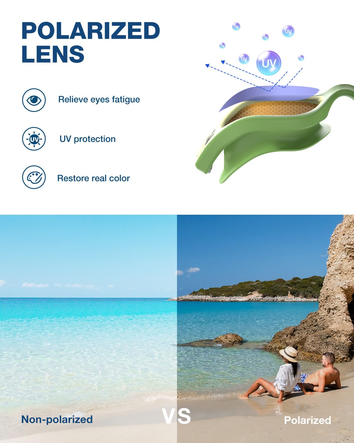 ZIONOR G1 Lite - Occhialini da nuoto per adulti, polarizzati, anti-appannamento, per donne e uomini, con cinturino in morbido silicone, per attività all'aperto