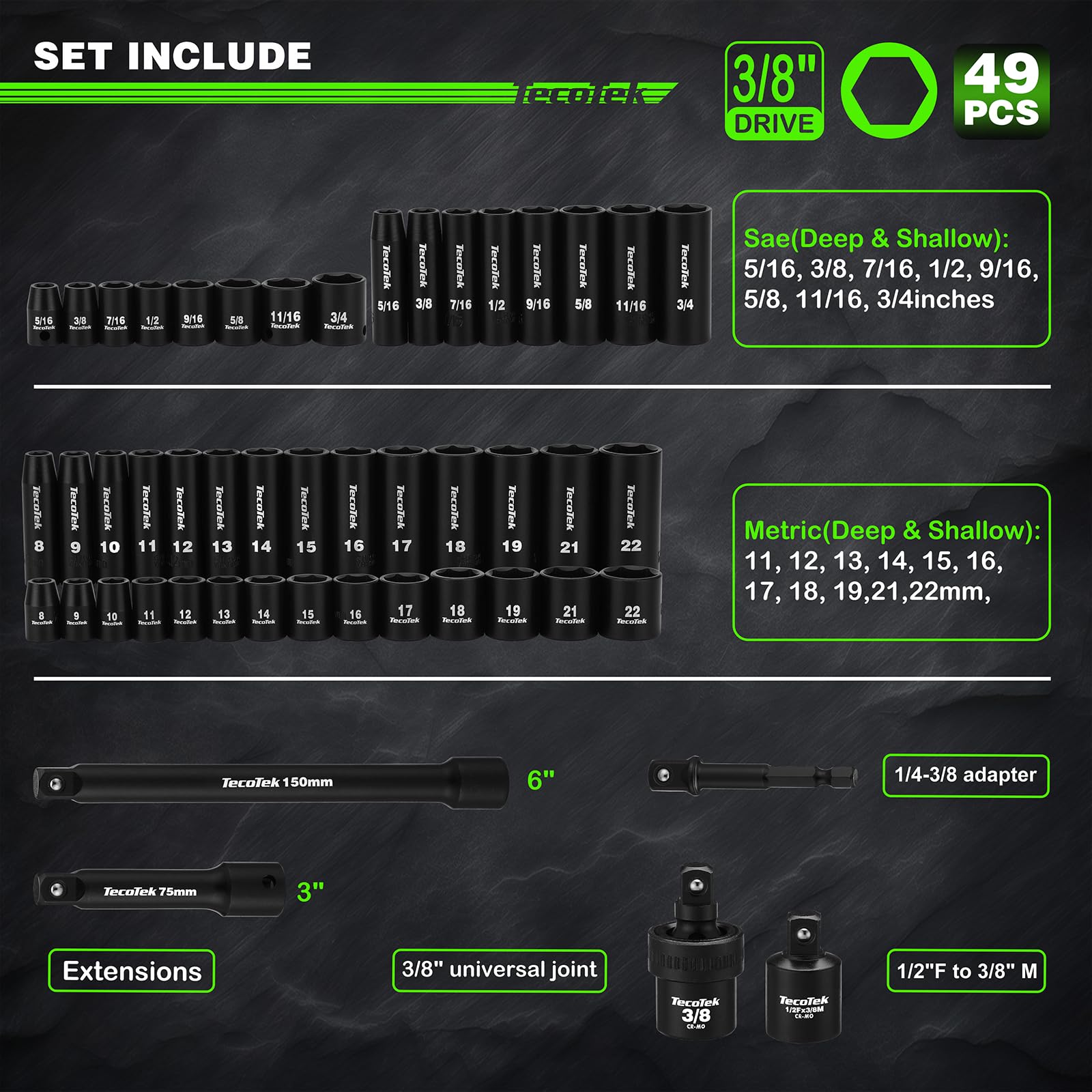 TecoTek 49-Piece Impact Socket Set -2
