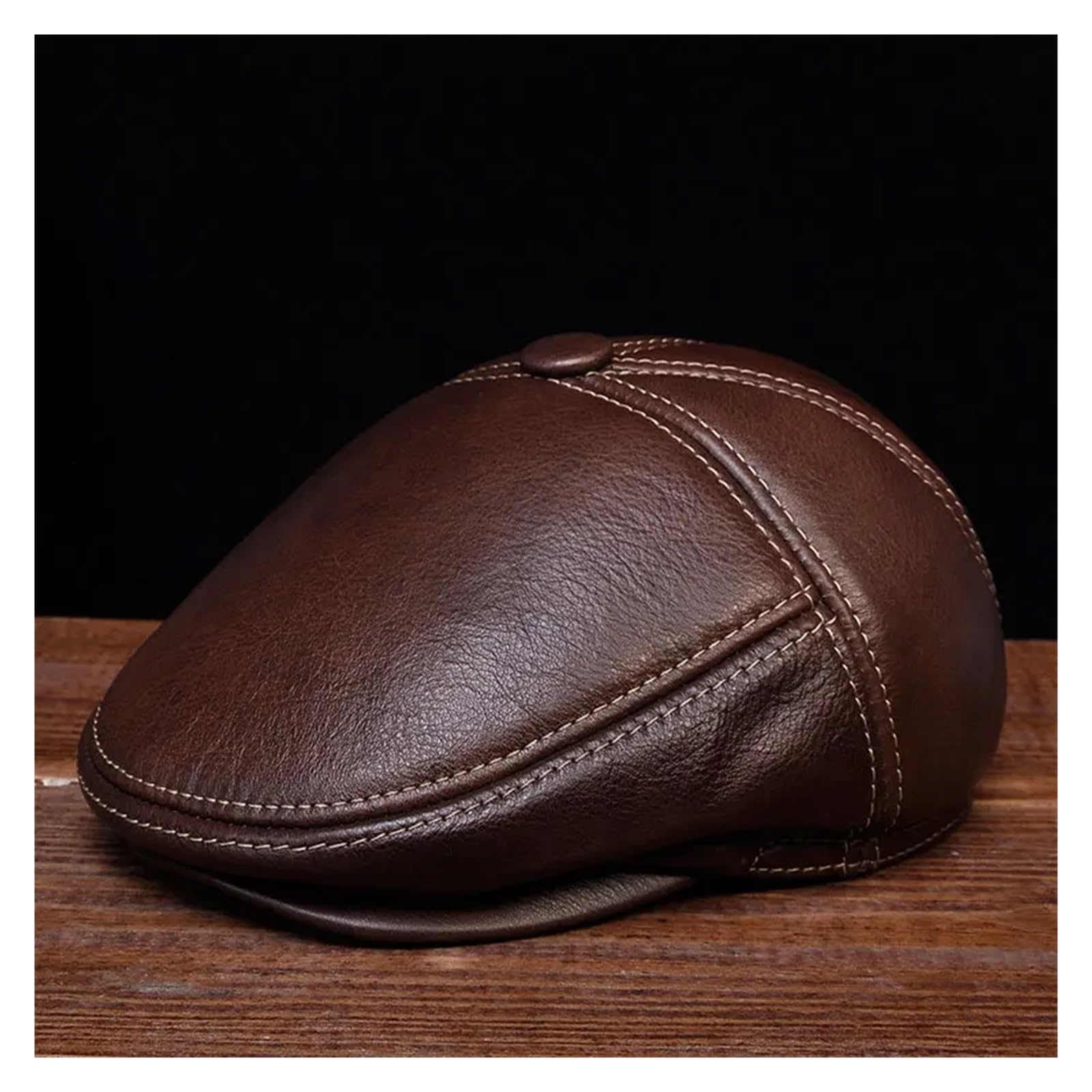 HL027 New Design Men's 100% Genuine Leather Cap/Newsboy/Beret/Cabbie Hat