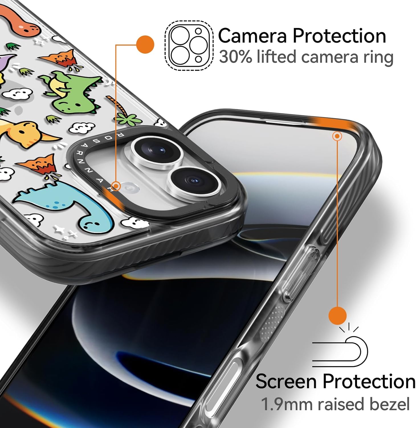 for iPhone 17 Case Cute - Durable Shockproof 6.6 ft Drop Impact Phone Case - Funny Dinosaur Land Design (6.3") Black - Image 4