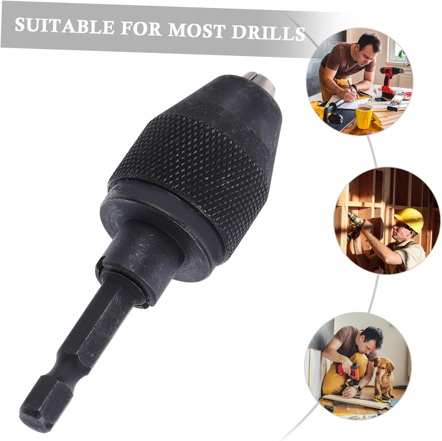 Gadpiparty 1pc Drill Clip Handle Drill Chuck Drill Chuck Adapter Electric Hammer Accessories Office Supply Keyless Drill Impact Adapter Round Handle Tool Steel
