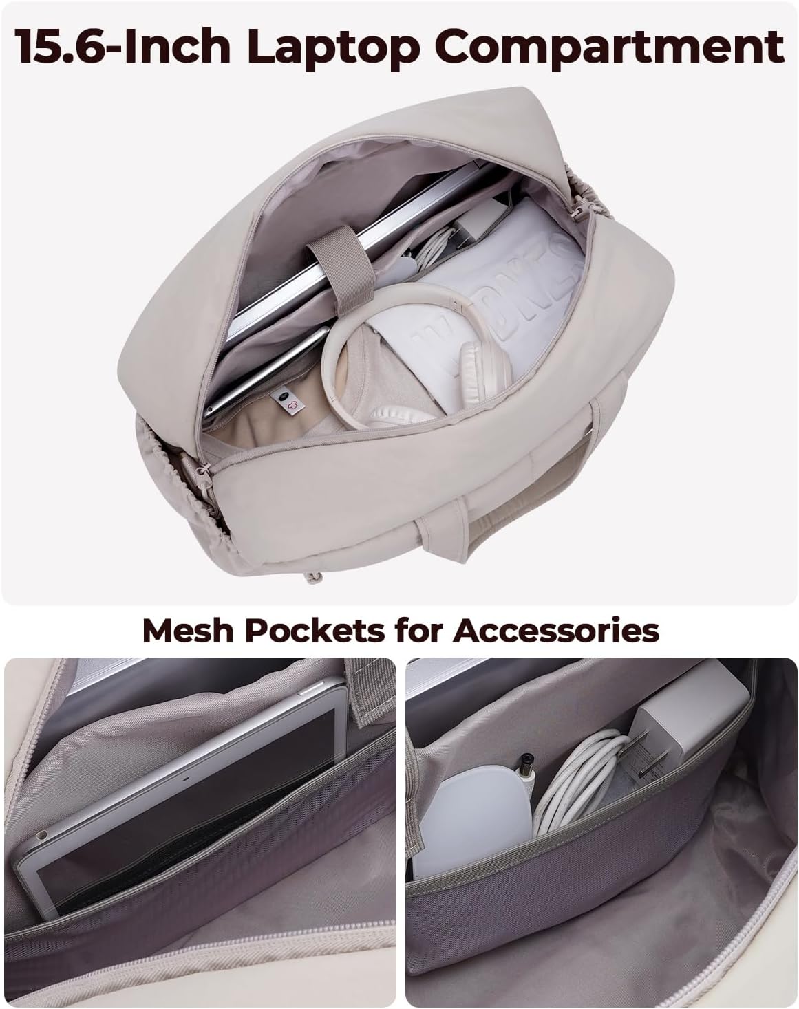 For Spirit Airlines Personal Item Bag 18x14x8 Puffer Travel Duffel Bag with Shoe Compartment Underseat Carry on Luggage Fit 15.6-Inch Laptop Gym Bag for Women Men (Camel) - Image 5