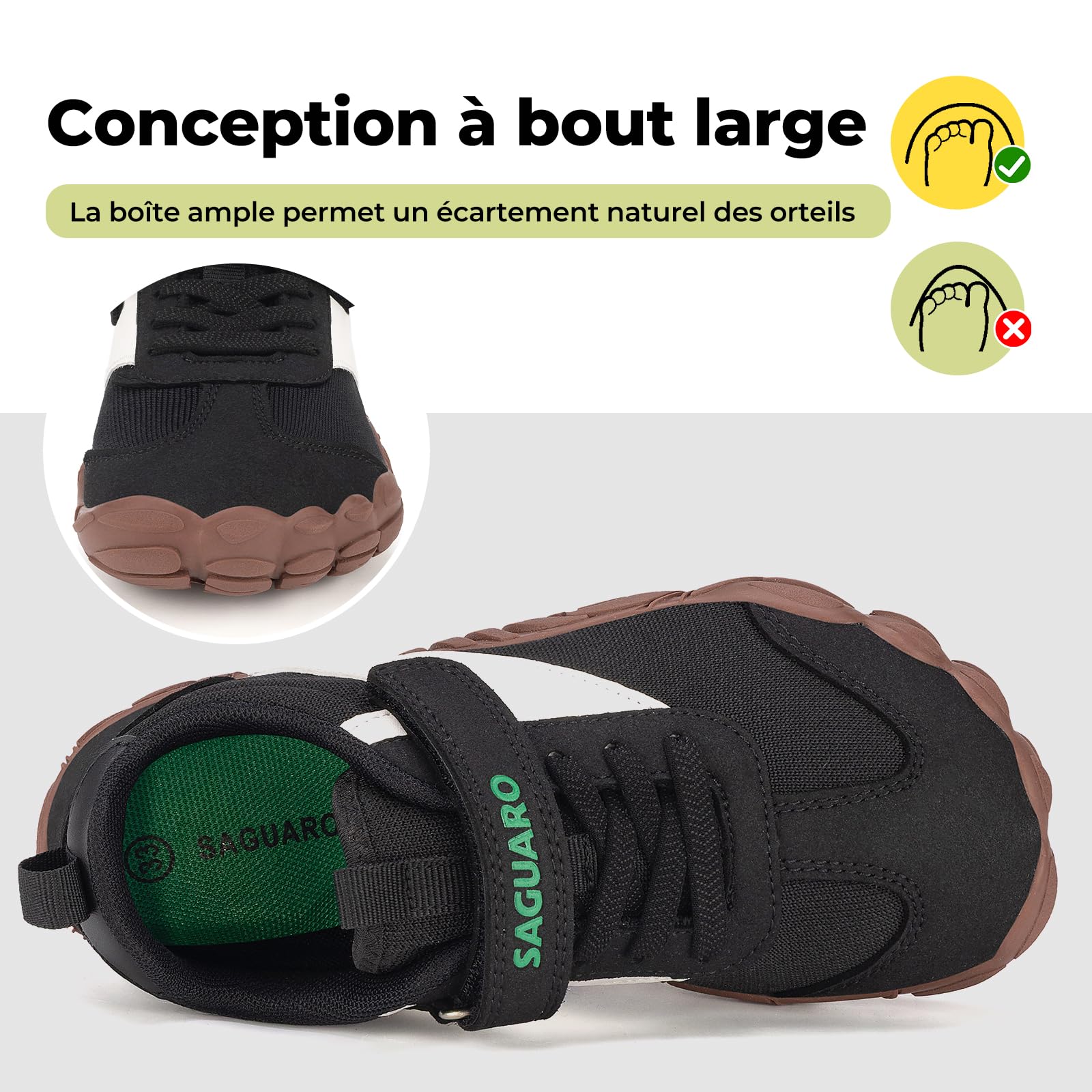 SAGUARO Chaussures Minimalistes Barefoot Enfants Sneakers Pieds Nus avec Large Bout, GR.25-36