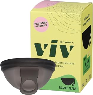 Viv for Your V Small-Medium Menstrual Disc: Heavy Flow, Ring Stem Easy Removal, 12-Hr Wear, Medical-Grade Silicone Reusable Tampon Alternative