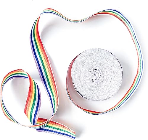 Miniatura 4 de SHONDE Cinta de arcoíris de 32.8ft, cinta de grogrén multicolor de doble cara para manualidades, bricolaje, envoltura de regalos, boda, decoración
