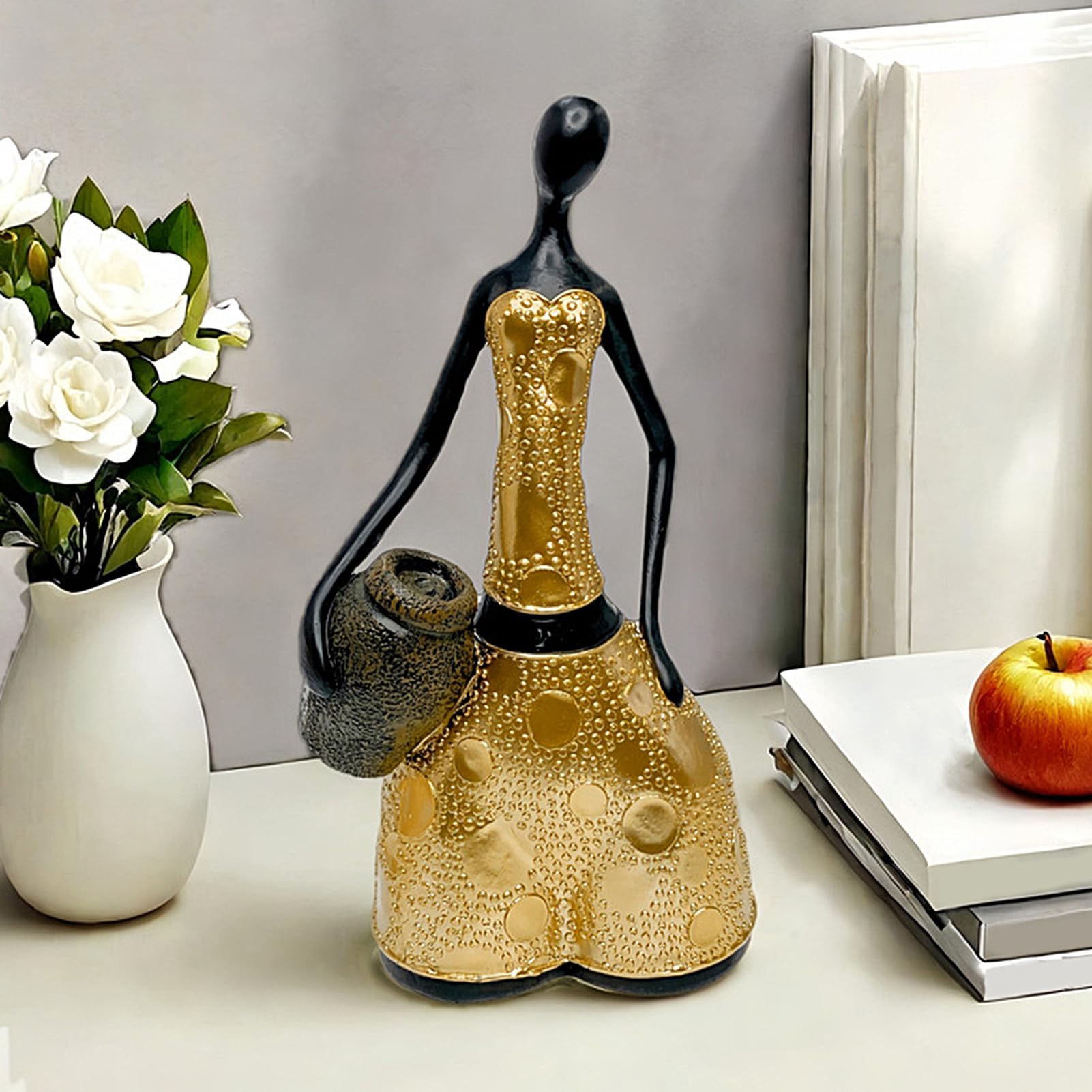 Scultura Astratta Ornamenti Personaggio con Vaso