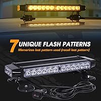 Vista 7 de LINKITOM Roof Top LED Strobe Light Bar -Double Side Amber 30 LED Emergency Hazard Safety Warning Flashing Beacon Lighting Bar with Magnetic Base for