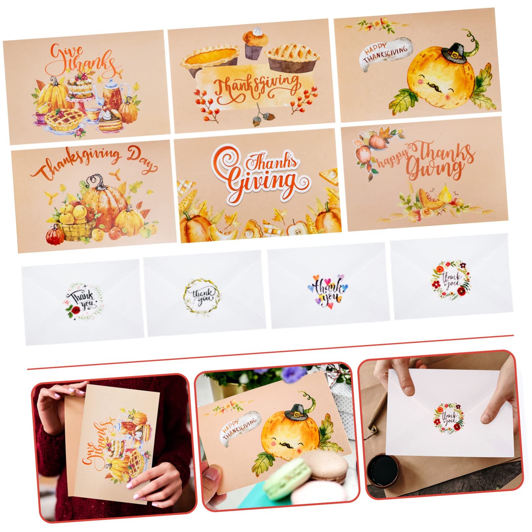 Lurrose 48 Sätze Thanksgiving-segenskarten Inspirierende Danksagungskarten Kürbis- Segen Postkarten Danksagungskarten Masse Postkarten Masse Glückwunschkarten 250 g Weißer Karton