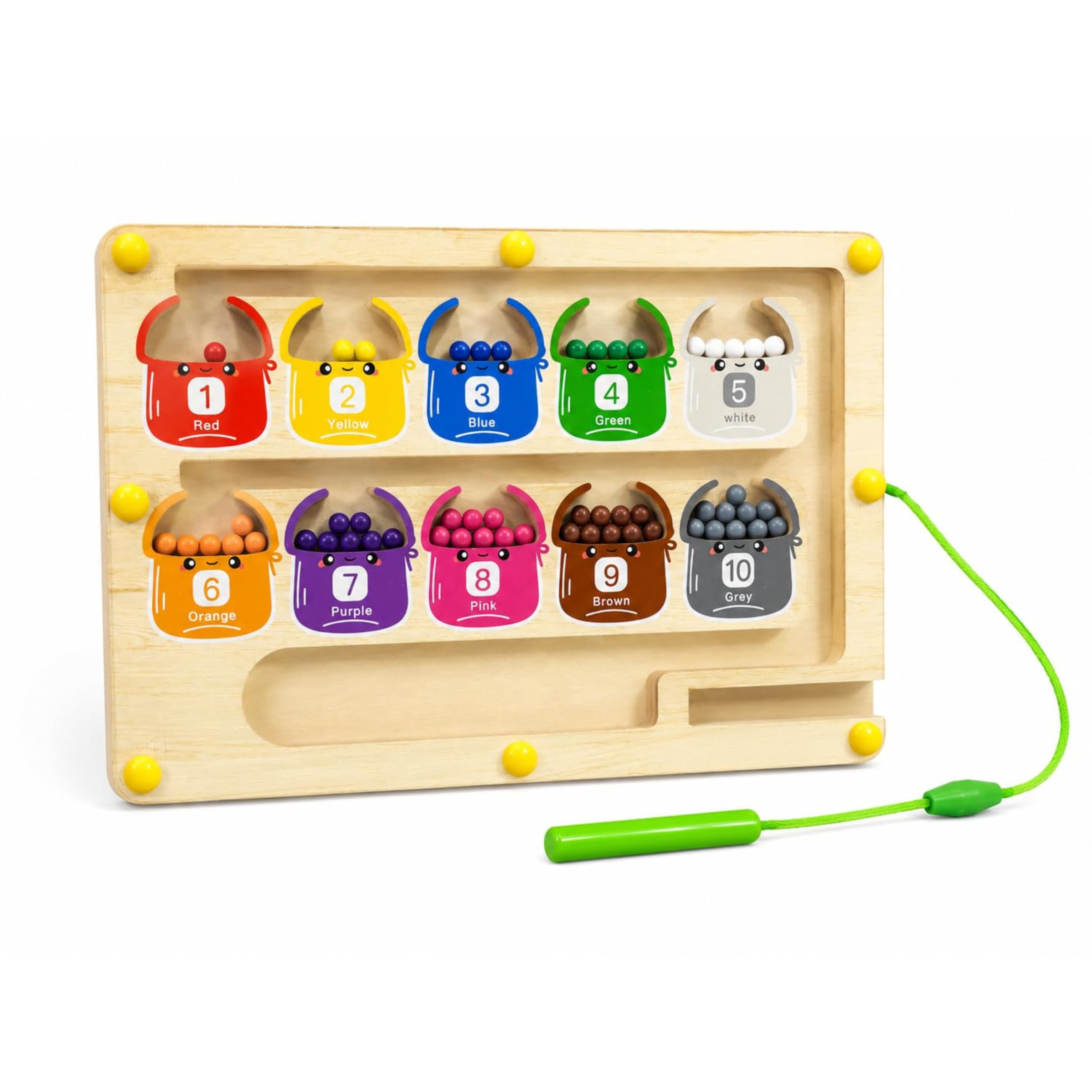 Magnetic Color and Number Maze,Color Matching and Counting Puzzle Board, Fine Motor Skills Educational Toy for Boys and Girls Ages 3 to 5 (Basket)-image-47