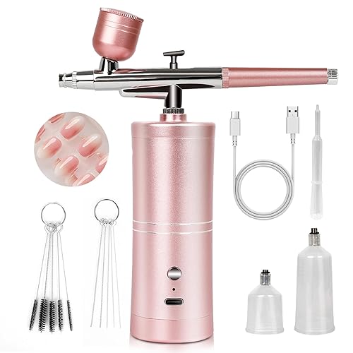 SAVILAND Kit de aerógrafo superestable: Aerógrafo de precisión de 25 PSI para recargar uñas Pistola de aerógrafo de doble modo Boquilla de 0.012 in